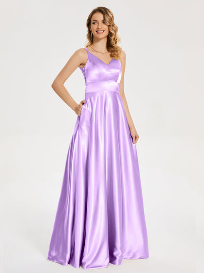 Briella Spaghetti Straps Soft Satin Bridesmaid Dress