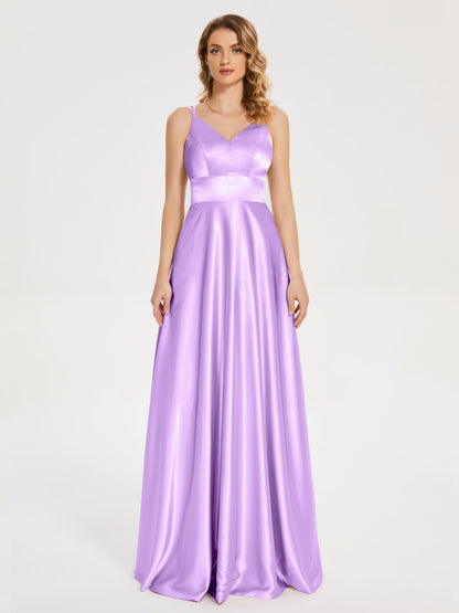 Briella Spaghetti Straps Soft Satin Bridesmaid Dress