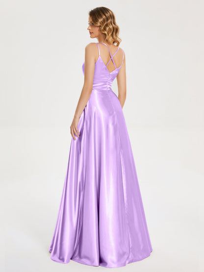 Briella Spaghetti Straps Soft Satin Bridesmaid Dress