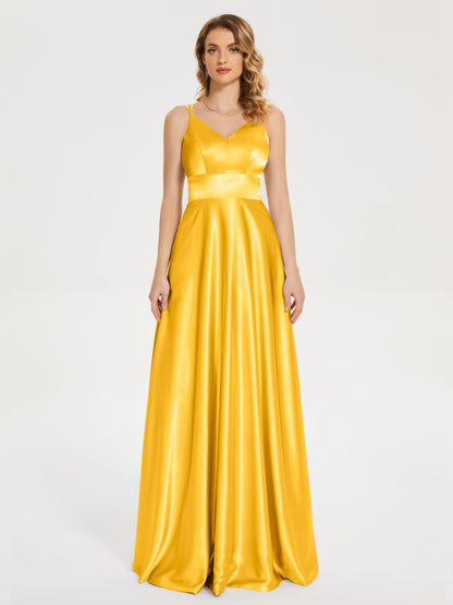 Briella Spaghetti Straps Soft Satin Bridesmaid Dress