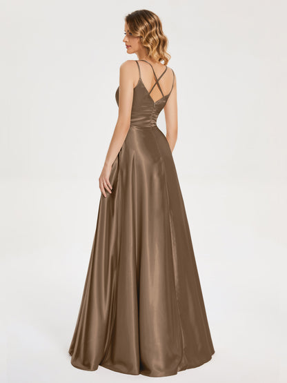 Briella Spaghetti Straps Soft Satin Bridesmaid Dress