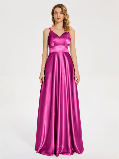 Briella Spaghetti Straps Soft Satin Bridesmaid Dress