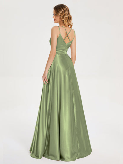 Briella Spaghetti Straps Soft Satin Bridesmaid Dress