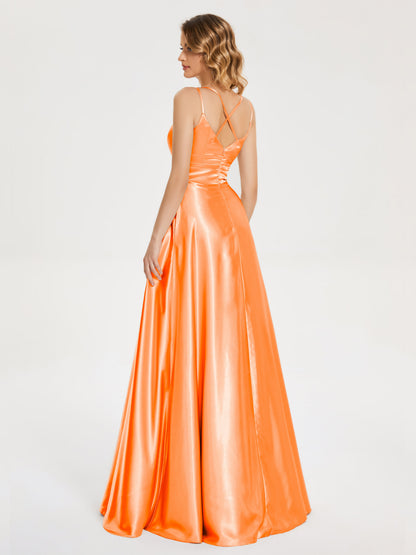 Briella Spaghetti Straps Soft Satin Bridesmaid Dress