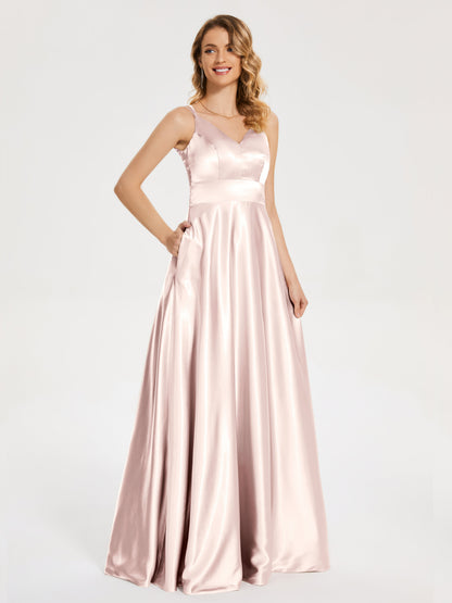 Briella Spaghetti Straps Soft Satin Bridesmaid Dress