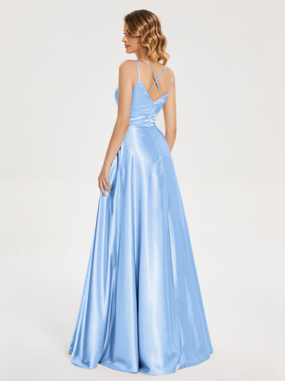 Briella Spaghetti Straps Soft Satin Bridesmaid Dress
