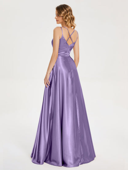 Briella Spaghetti Straps Soft Satin Bridesmaid Dress