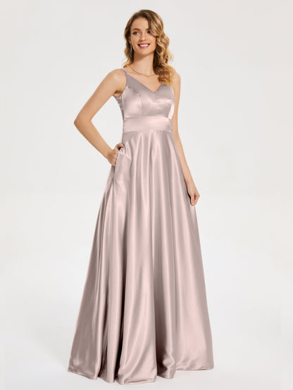 Briella Spaghetti Straps Soft Satin Bridesmaid Dress