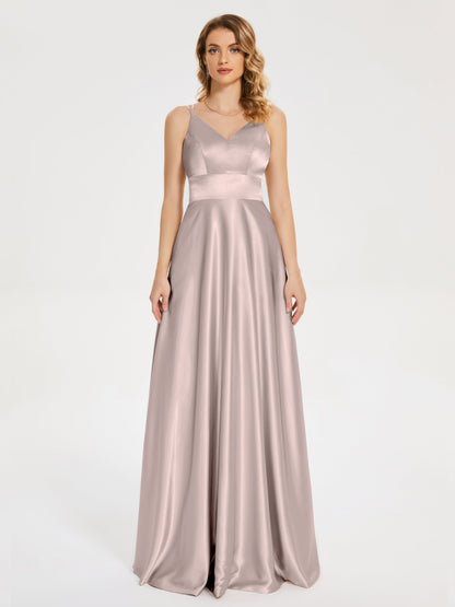 Briella Spaghetti Straps Soft Satin Bridesmaid Dress