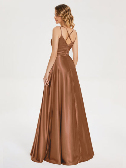 Briella Spaghetti Straps Soft Satin Bridesmaid Dress