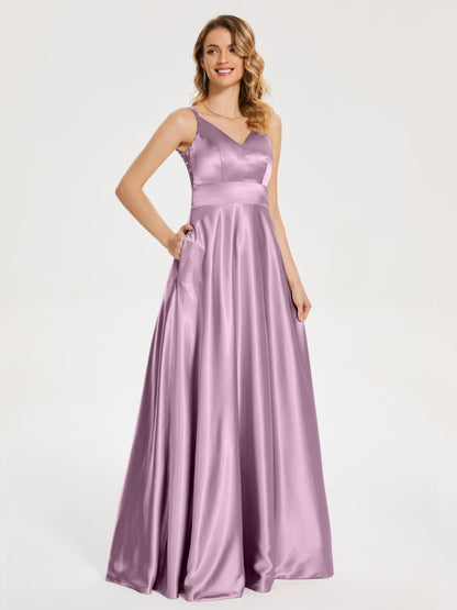 Briella Spaghetti Straps Soft Satin Bridesmaid Dress