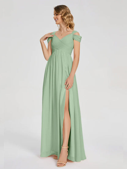 Charlee Straps Side Slit Empire Bridesmaid Dress