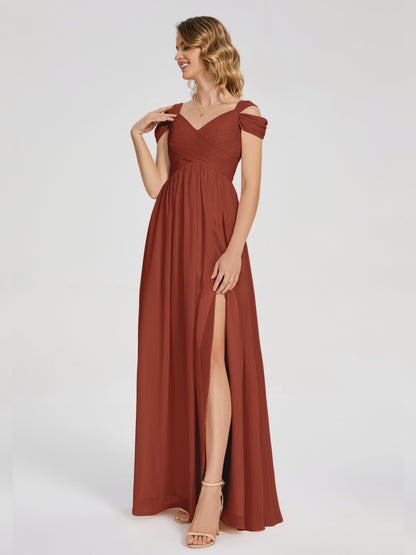 Charlee Straps Side Slit Empire Bridesmaid Dress