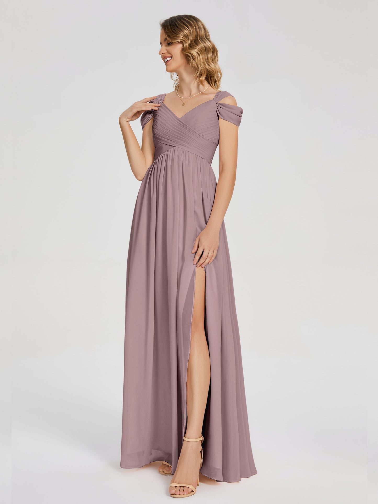 Charlee Straps Side Slit Empire Bridesmaid Dress
