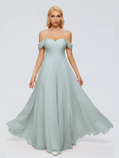 Trinity Off-The-Shoulder Chiffon Bridesmaid Dresses