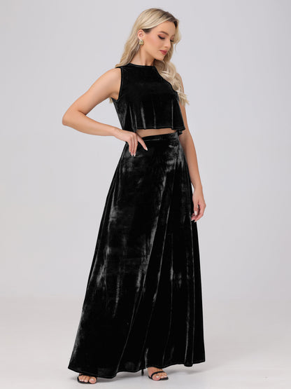 Two-Pieces A-Line Sleeveless Velvet Bridesmaid Dresses