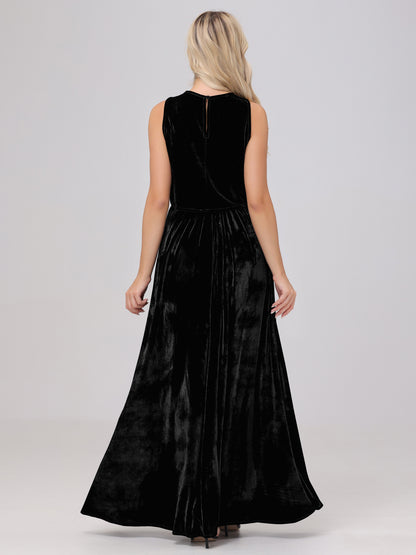 Two-Pieces A-Line Sleeveless Velvet Bridesmaid Dresses