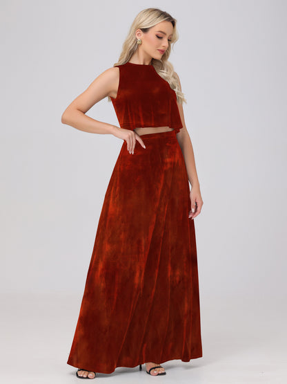 Two-Pieces A-Line Sleeveless Velvet Bridesmaid Dresses