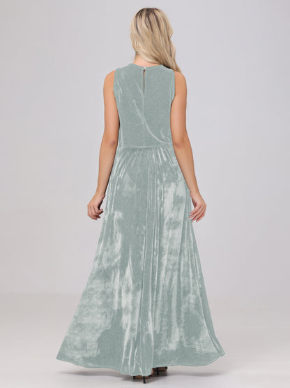 Two-Pieces A-Line Sleeveless Velvet Bridesmaid Dresses
