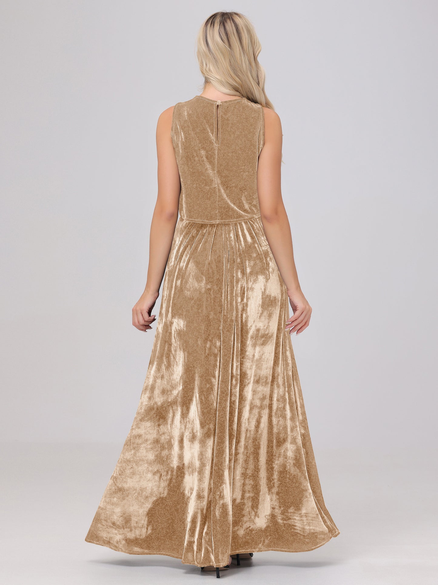 Two-Pieces A-Line Sleeveless Velvet Bridesmaid Dresses