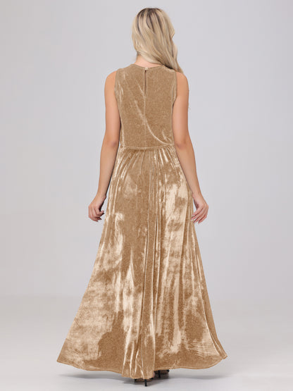 Two-Pieces A-Line Sleeveless Velvet Bridesmaid Dresses