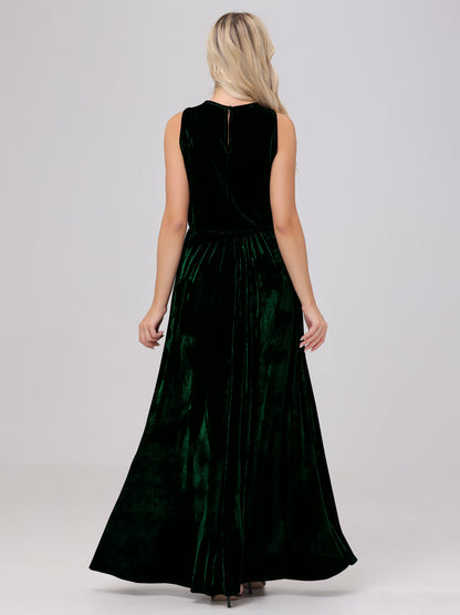 Two-Pieces A-Line Sleeveless Velvet Bridesmaid Dresses