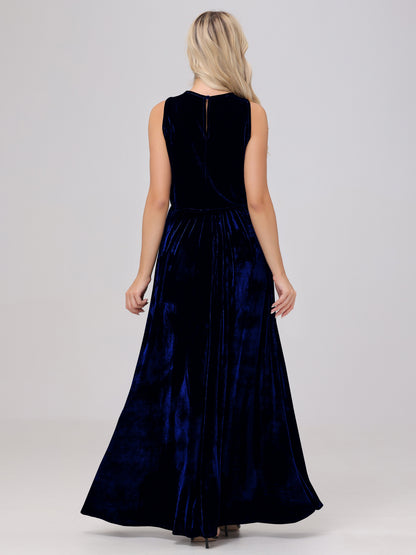 Two-Pieces A-Line Sleeveless Velvet Bridesmaid Dresses