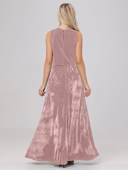 Two-Pieces A-Line Sleeveless Velvet Bridesmaid Dresses