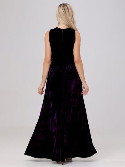 Two-Pieces A-Line Sleeveless Velvet Bridesmaid Dresses