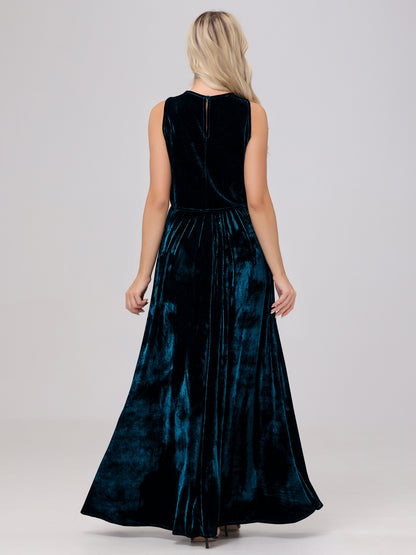 Two-Pieces A-Line Sleeveless Velvet Bridesmaid Dresses