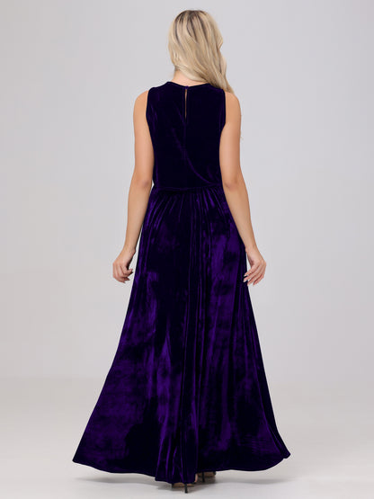 Two-Pieces A-Line Sleeveless Velvet Bridesmaid Dresses