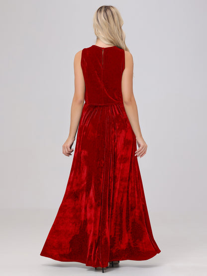 Two-Pieces A-Line Sleeveless Velvet Bridesmaid Dresses