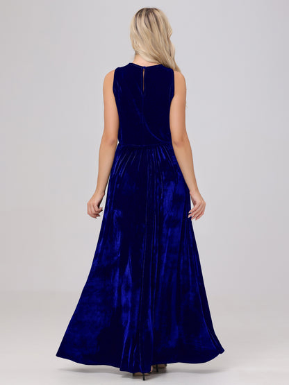 Two-Pieces A-Line Sleeveless Velvet Bridesmaid Dresses
