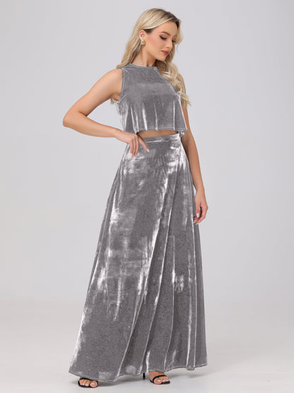 Two-Pieces A-Line Sleeveless Velvet Bridesmaid Dresses