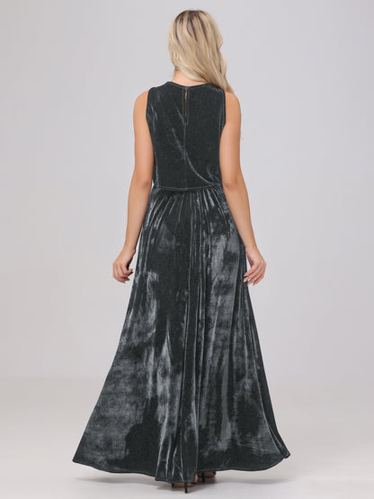 Two-Pieces A-Line Sleeveless Velvet Bridesmaid Dresses