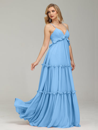 V-neck Empire Waist Chiffon Bridesmaid Dress