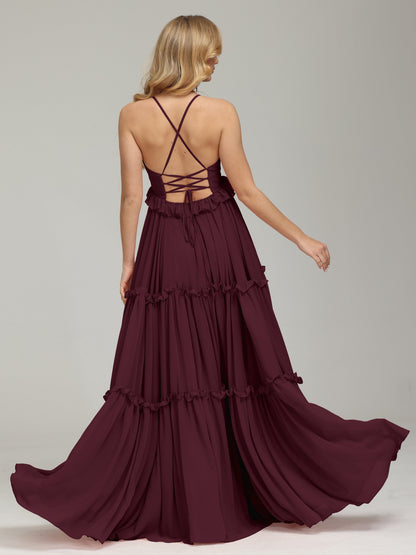 V-neck Empire Waist Chiffon Bridesmaid Dress