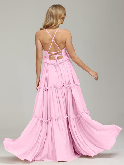 V-neck Empire Waist Chiffon Bridesmaid Dress