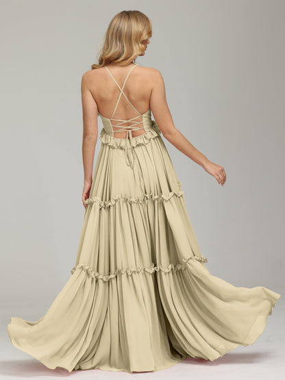 V-neck Empire Waist Chiffon Bridesmaid Dress