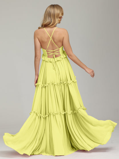 V-neck Empire Waist Chiffon Bridesmaid Dress