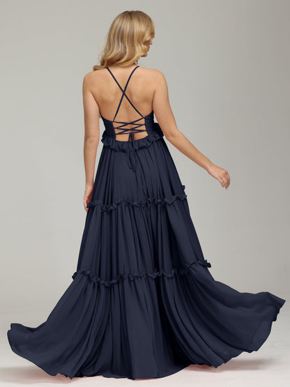 V-neck Empire Waist Chiffon Bridesmaid Dress