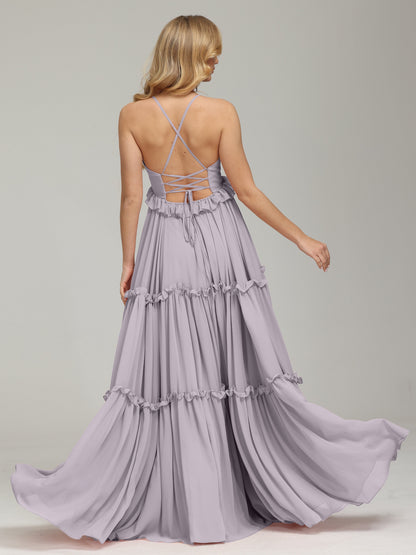 V-neck Empire Waist Chiffon Bridesmaid Dress