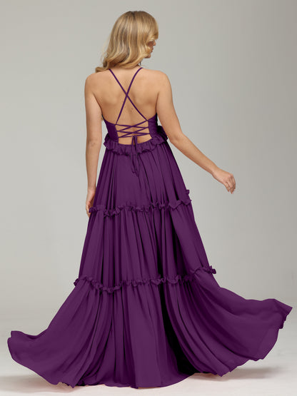 V-neck Empire Waist Chiffon Bridesmaid Dress