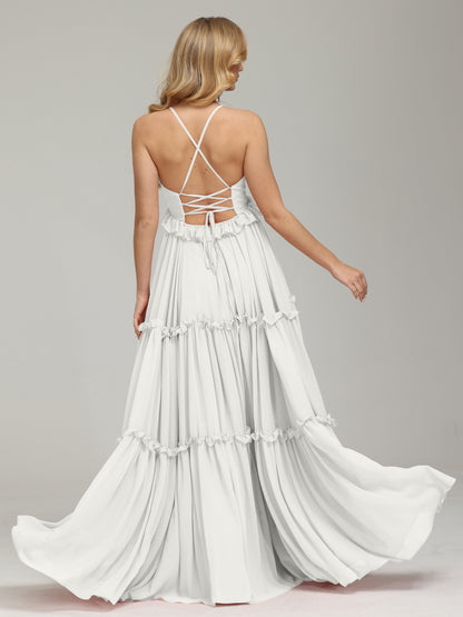 V-neck Empire Waist Chiffon Bridesmaid Dress