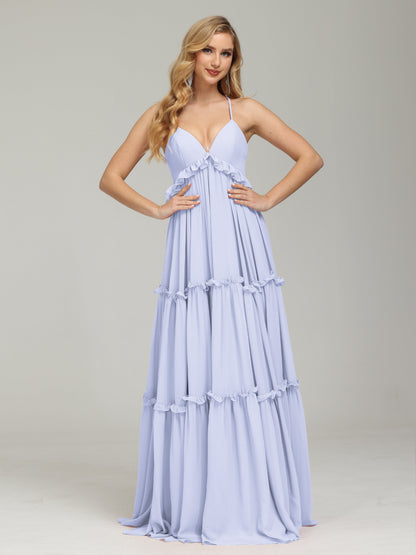 V-neck Empire Waist Chiffon Bridesmaid Dress