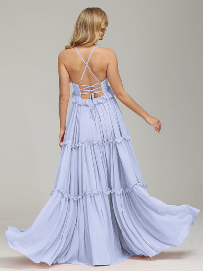 V-neck Empire Waist Chiffon Bridesmaid Dress
