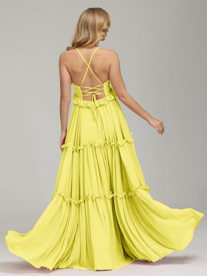 V-neck Empire Waist Chiffon Bridesmaid Dress