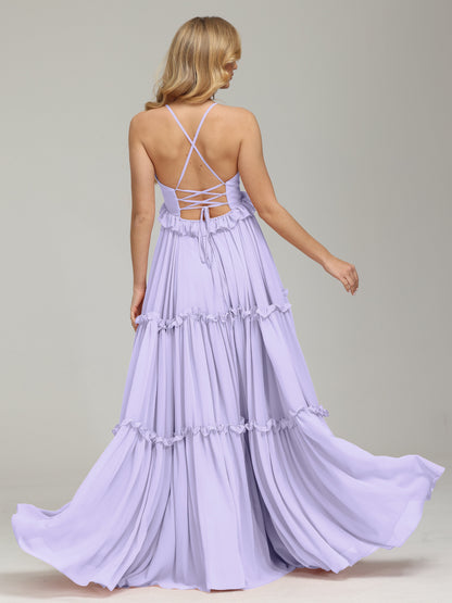 V-neck Empire Waist Chiffon Bridesmaid Dress
