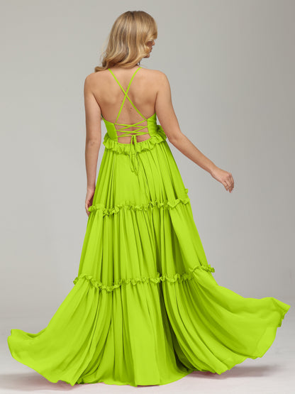 V-neck Empire Waist Chiffon Bridesmaid Dress