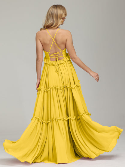 V-neck Empire Waist Chiffon Bridesmaid Dress